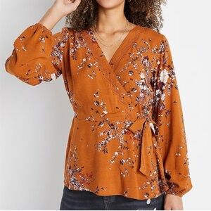 Maurices Floral Wrap Blouse size 3X